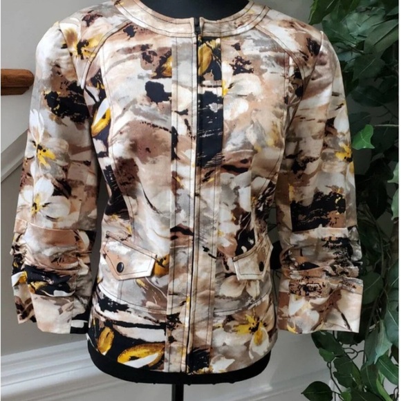 Coldwater Creek Cream and Black Blazer with Artistic Pattern - Picture 1 of 10